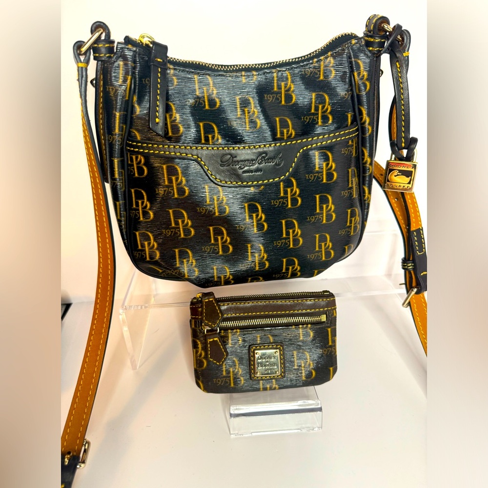 Dooney & Bourke Black and Gold Crossbody Bag Set